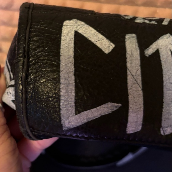 Balenciaga Black & White Graffiti Lambskin Small Classic City Bag purse auth - Picture 10 of 13